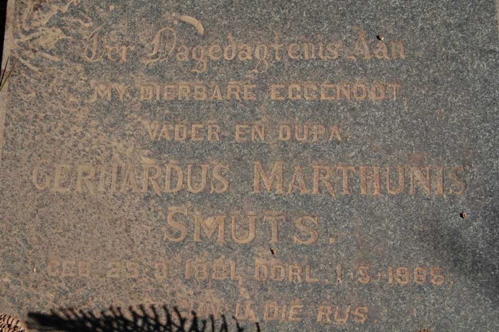 SMUTS Gerhardus Marthunis 1884-1965