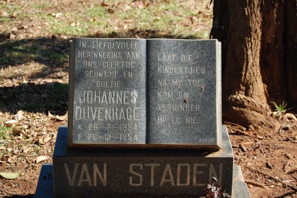 STADEN Johannes Duvenhage, van 1954-1954