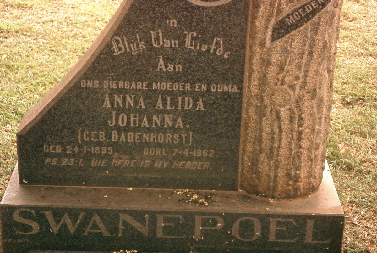 SWANEPOEL Anna Alida Johanna nee BADENHORST 1895-1962