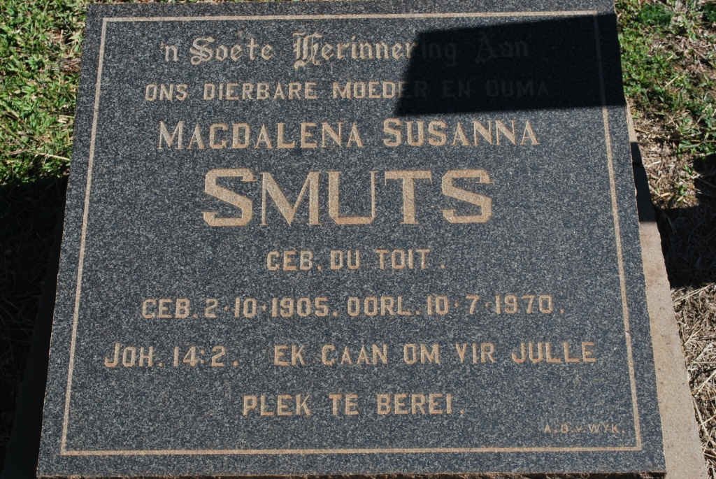 SMUTS Magdalena Susanna nee DU TOIT 1905-1970