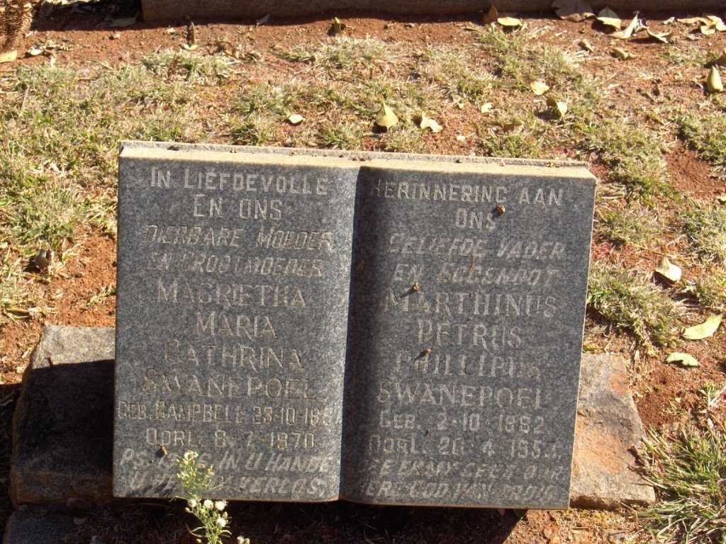 SWANEPOEL Marthinus Petrus Phillipus  1892-1954 &amp; Magrietha Maria Cathrina CAMPBELL 1897-1970