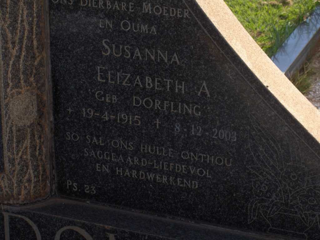 STRYDOM Susanna Elizabeth nee DORFLING 1915-2003