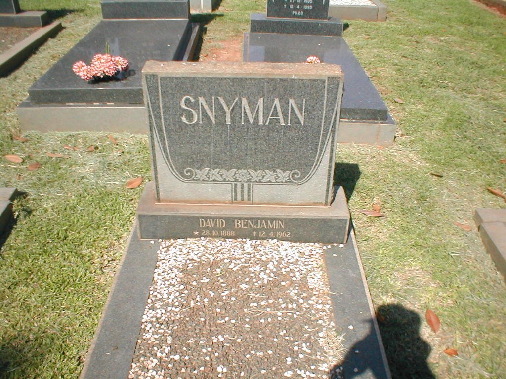 SNYMAN David Benjamin 1888-1962