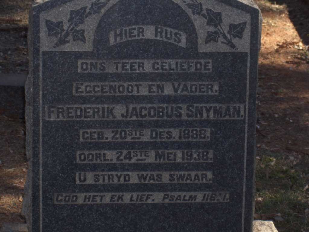 SNYMAN Frederik Jacobus 1888-1938