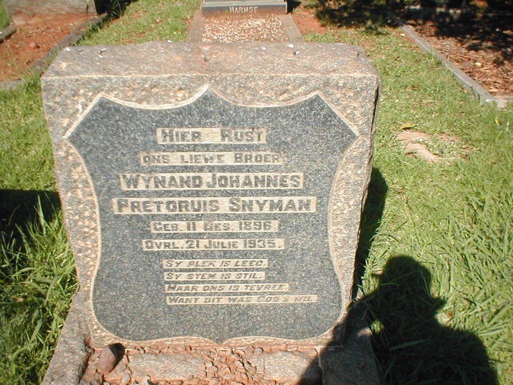 SNYMAN Wynand Johannes Pretoruis 1896-1935