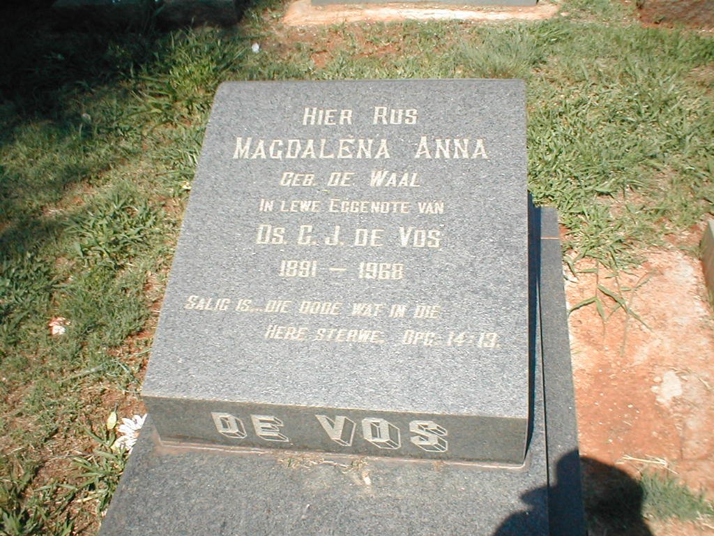 VOS Magdalena Anna, de geb. DE WAAL 1891-1968