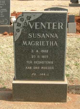 VENTER Susanna Magrietha 1902-1977