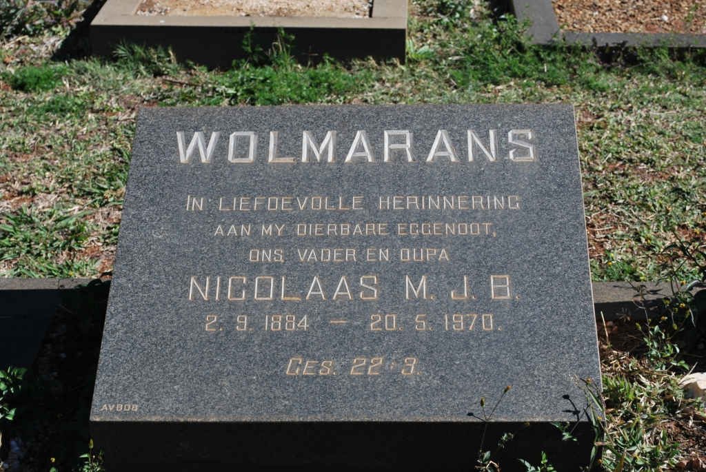 WOLMARANS Nicolaas M.J.B. 1884-1970