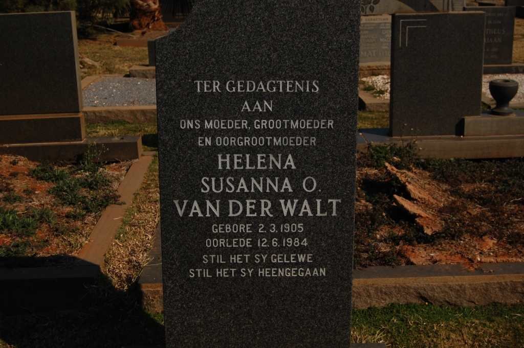 WALT Helena Susanna O. , van der 1905-1984
