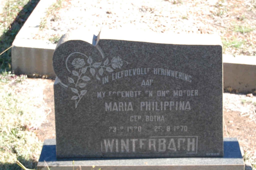 WINTERBACH Maria Philippina nee BOTHA 1920-1970