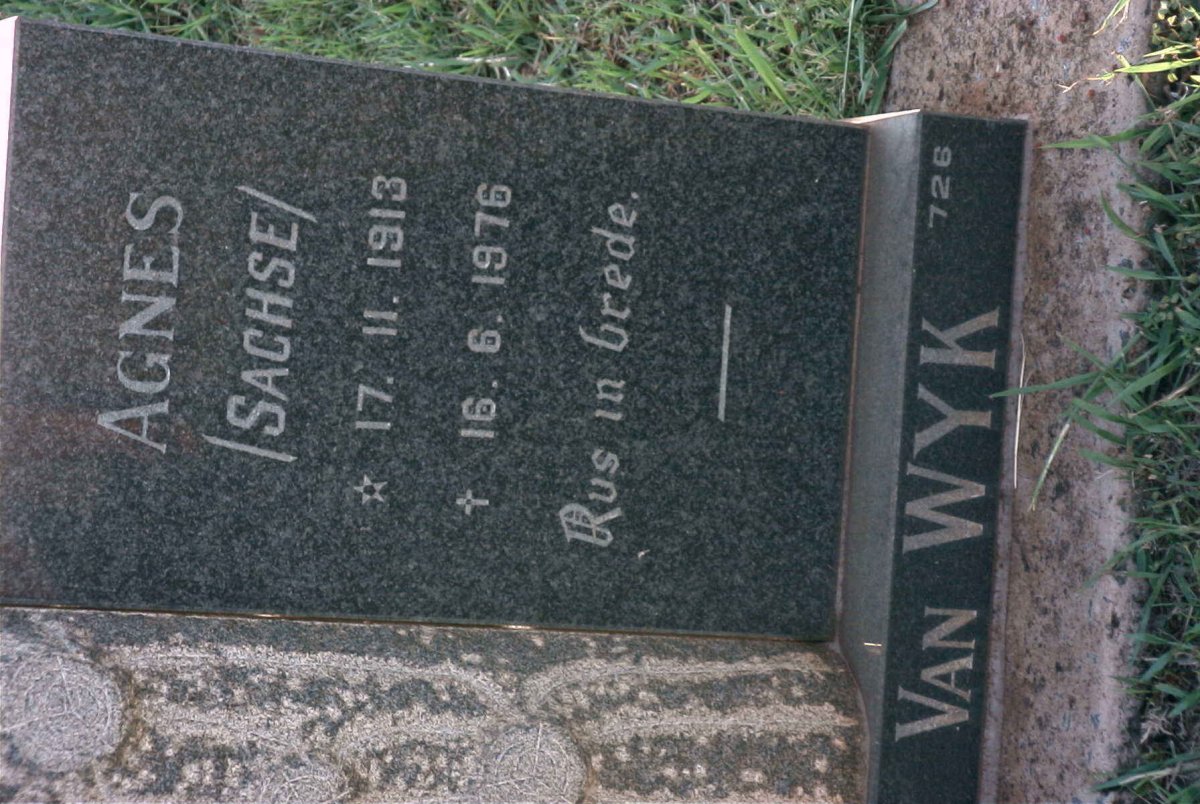 WYK Agnes, van nee SACHSE 1913-1976