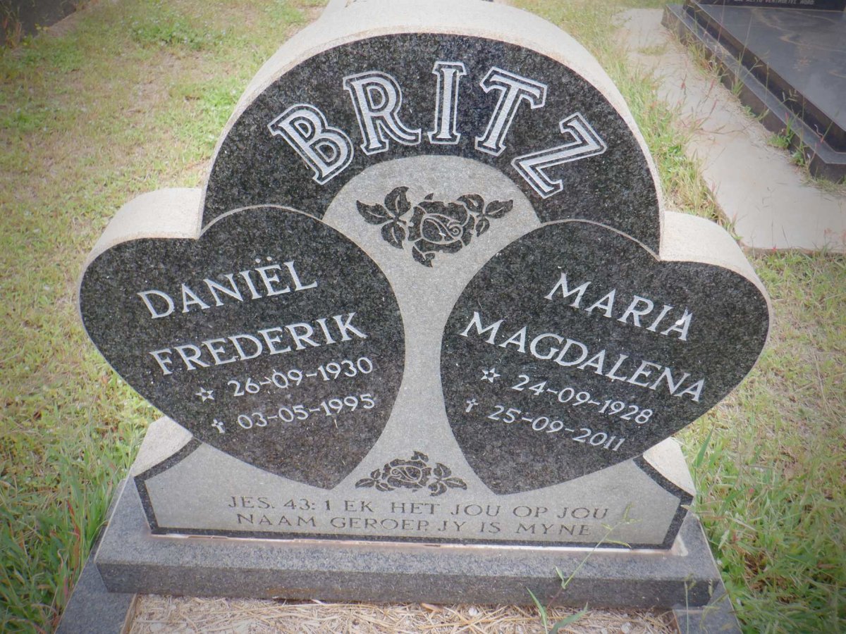 BRITZ Daniel Frederik 1930-1995 &amp; Maria Magdalena 1928-2011