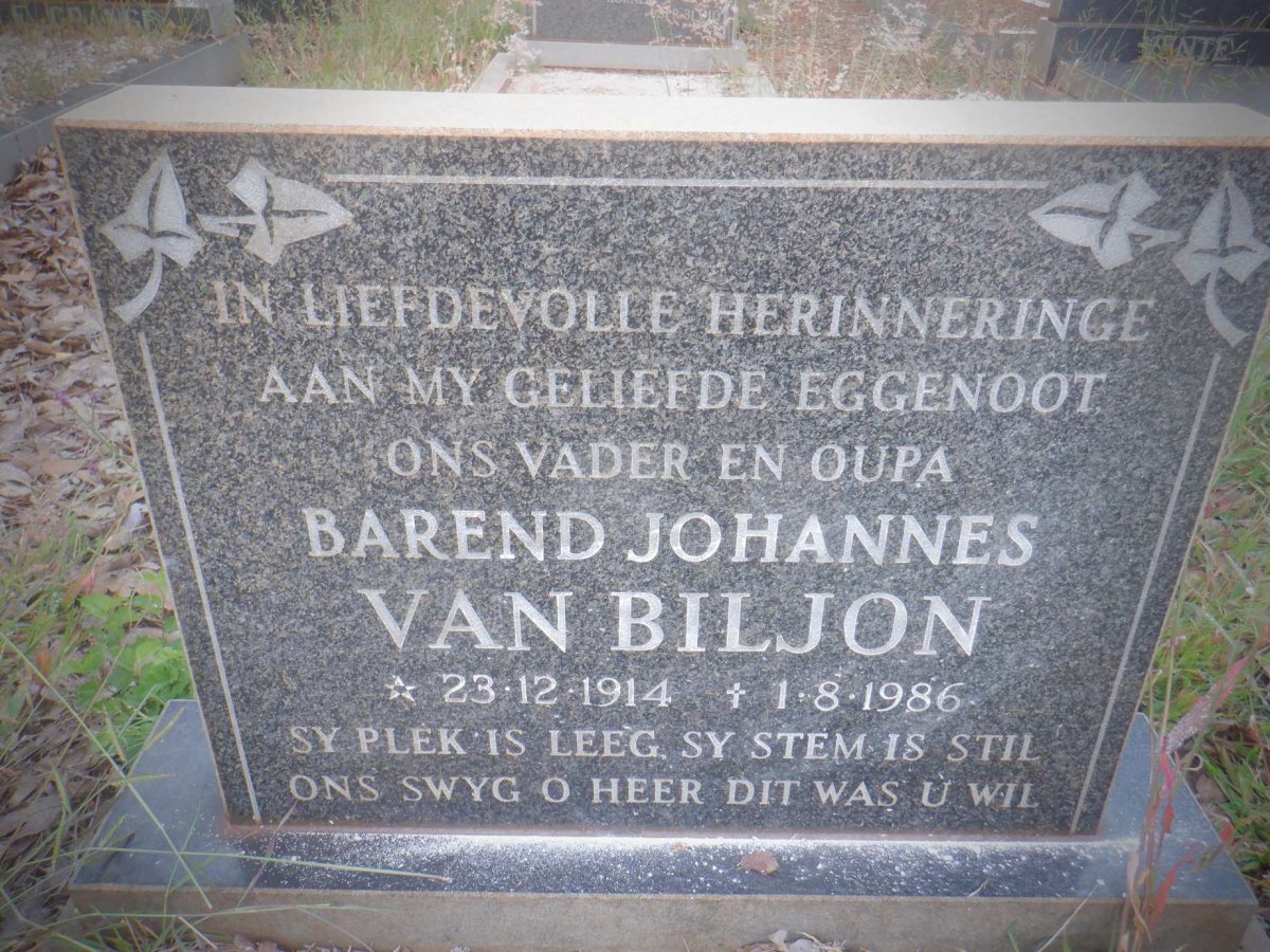 BILJON Barend Johannes, van 1914-1986