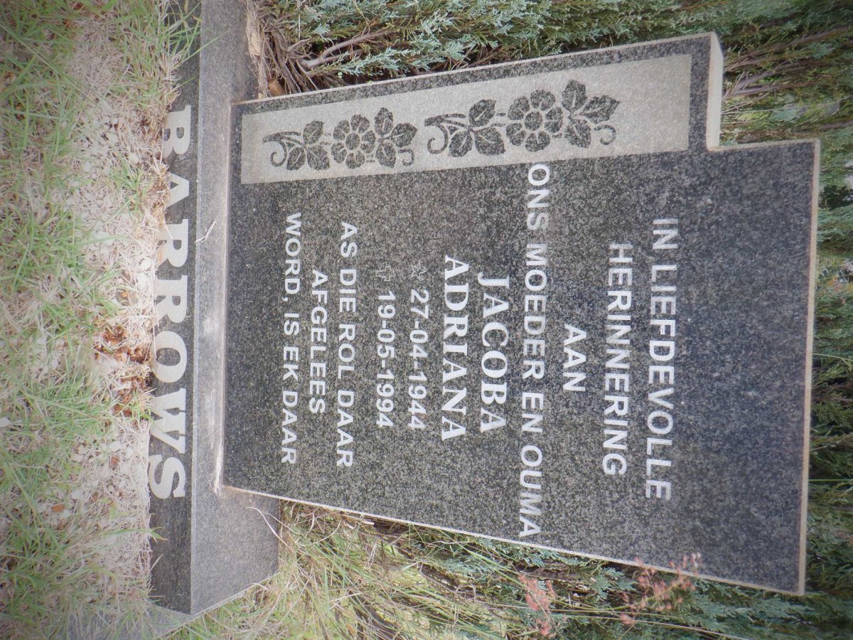 BARROWS Jacoba Adriana 1944-1994