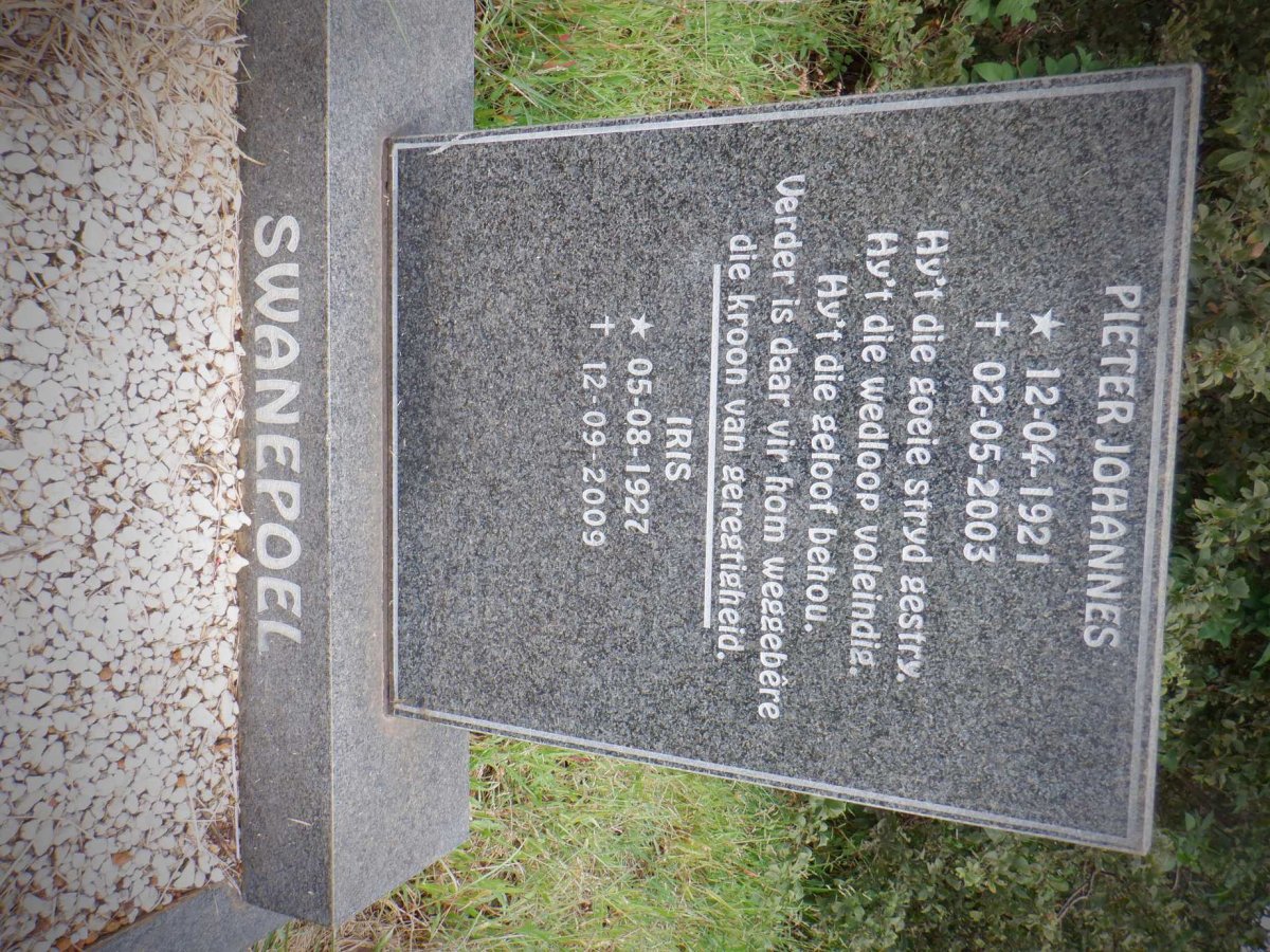 SWANEPOEL Pieter Johannes 1921-2003 &amp; Iris 1927-2009