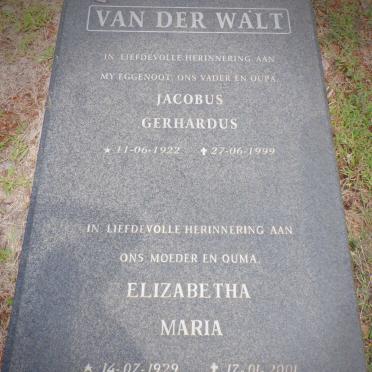 WALT Jacobus Gerhardus, van der 1922-1999 &amp; Elizabeth Maria 1929-2001