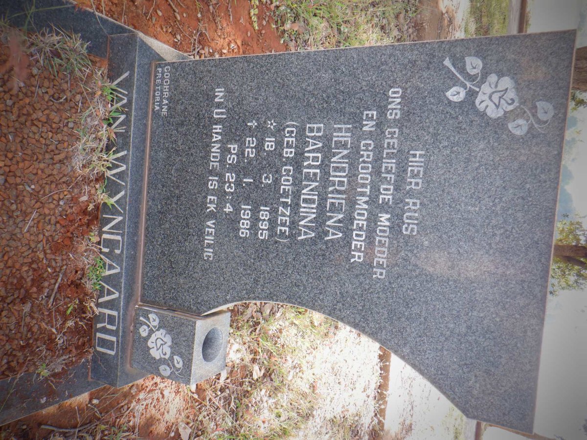WYNGAARD Hendriena Barendina, van nee COETZEE 1895-1986