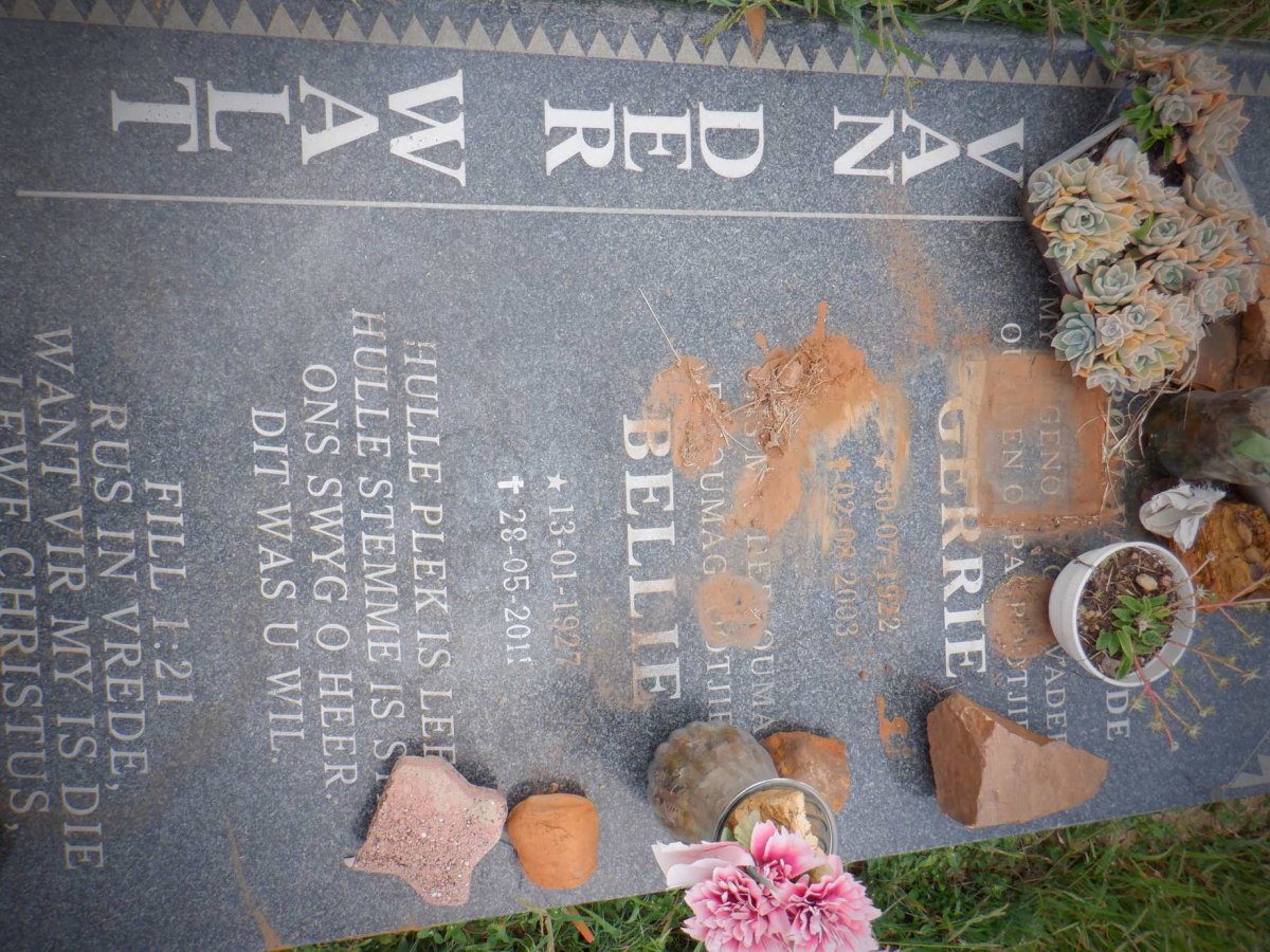 WALT Gerrie, van der 1922-2003 &amp; Bellie 1927-2011