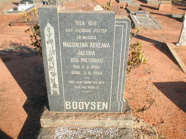 BOOYSEN Magdalena Adreana Jacoba geb. PRETORIUS 1906-1952