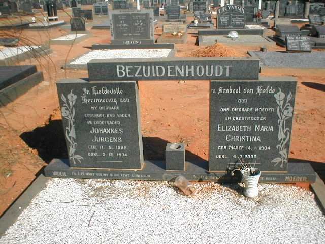 BEZUIDENHOUDT Johannes Jurgens 1895-1974 &amp; Elizabeth Maria Christina 1904-2000