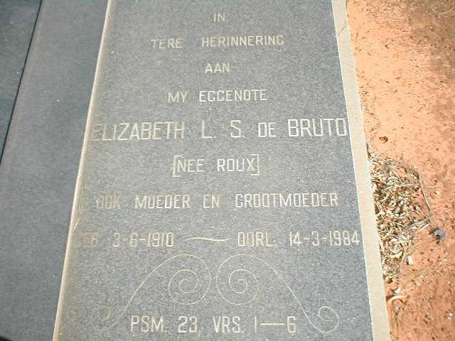 BRUTO Elizabeth L.S., de nee ROUX 1910-1984