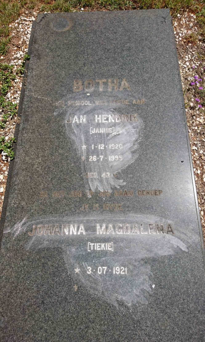 BOTHA Jan Hendrik 1920-1995 &amp; Johanna Magdalena 1921-