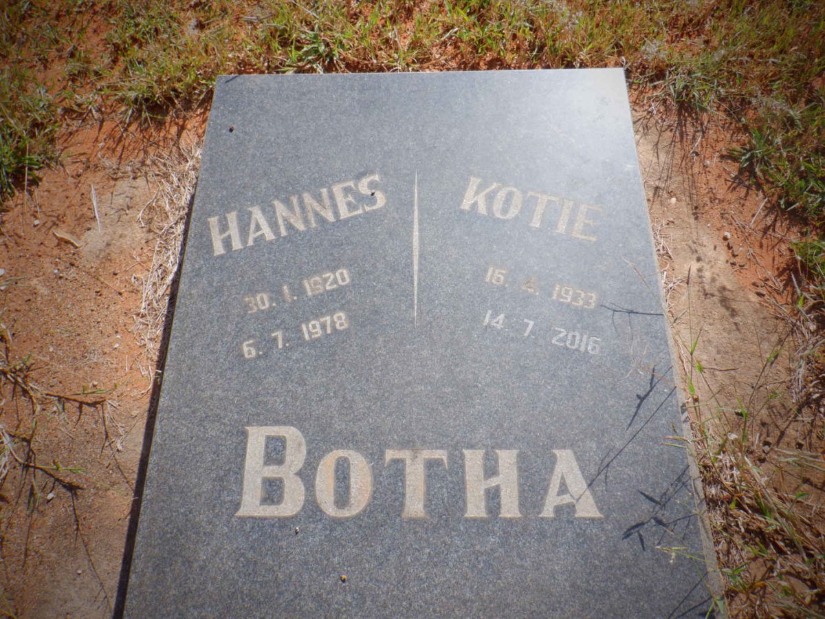 BOTHA Hannes 1920-1978 &amp; Kotie 1933-2016