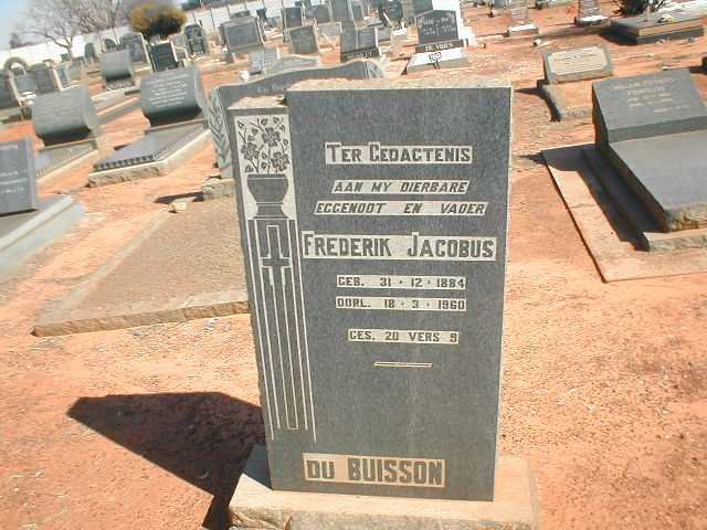 BUISSON Frederik Jacobus, du  1884-1960