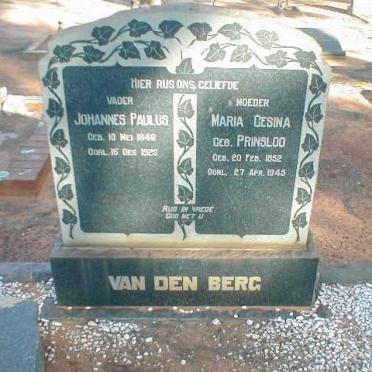 BERG Johannes Paulus, van den 1846-1923 &amp; Maria Gesina PRINSLOO 1852-1945