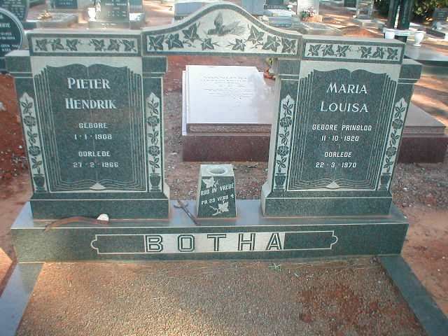 BOTHA Pieter Hendrik 1908-1966 &amp; Maria Louisa PRINSLOO 1920-1970