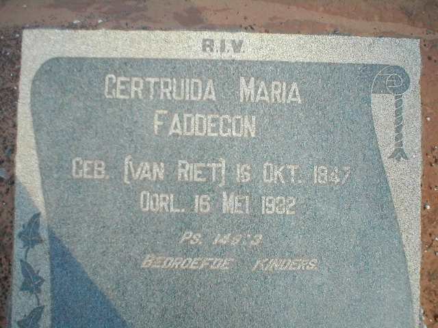 FADDEGON Gertruida Maria geb. VAN RIET 1847-1932