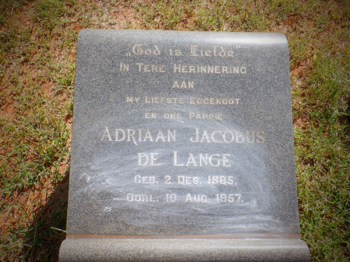 LANGE Adriaan Jacobus, de 1885-1957