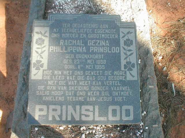 PRINSLOO Rachal Gezina Phillippina nee BRONKHORST 1888-1955