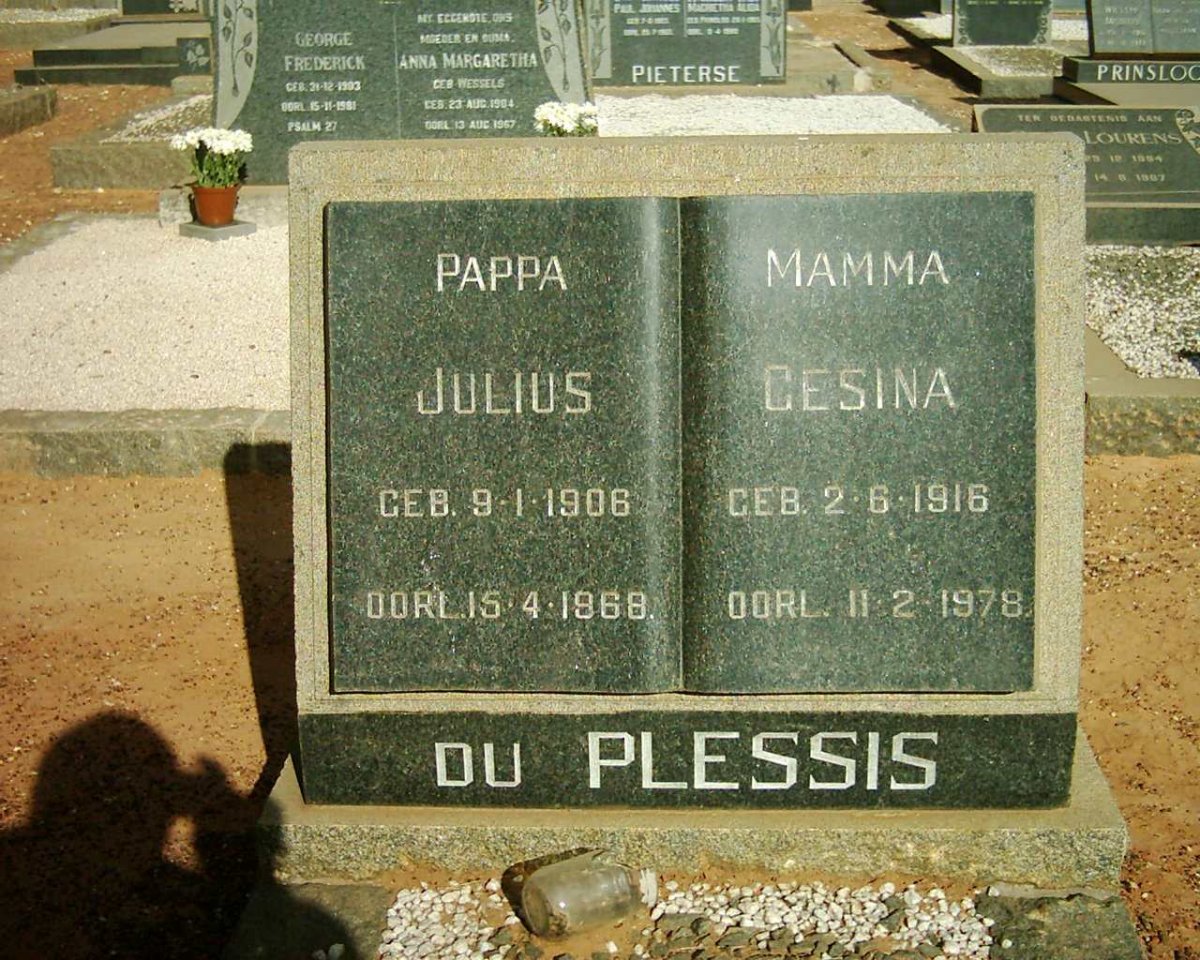 PLESSIS Julius, du 1906-1968 &amp; Gesina 1916-1978