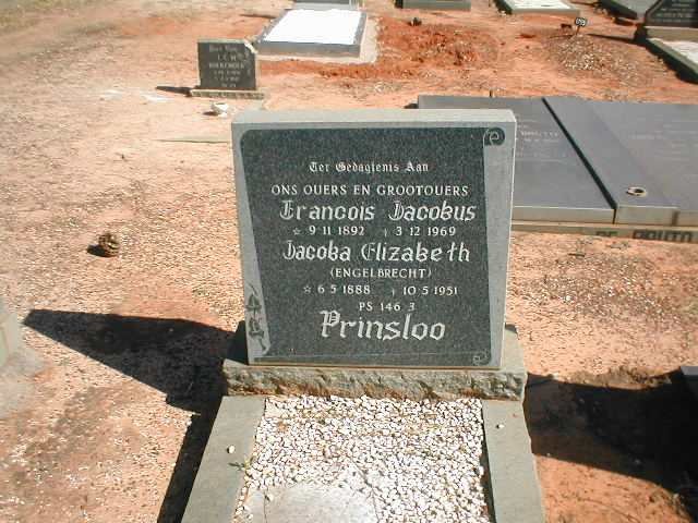 PRINSLOO Francois Jacobus 1892-1969 &amp; Jacoba Elizabeth ENGELBRECHT 1888-1951