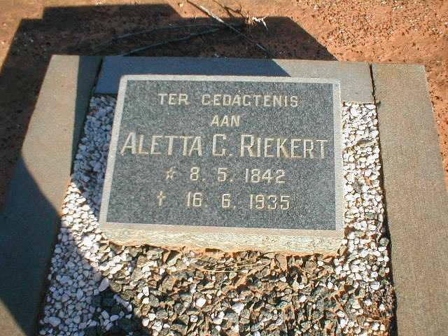 RIEKERT Aletta G. 1842-1935