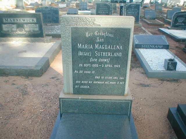 SUTHERLAND Maria Magdalena geb. GOUWS 1926-1963