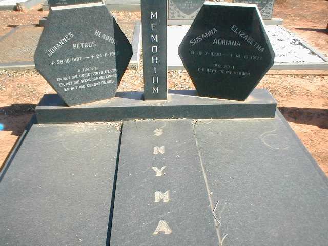 SNYMAN Johannes Hendrik Petrus 1887-1969 &amp; Susanna Elizabetha Adriana 1890-1977