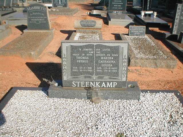 STEENKAMP Thomas Petrus 1881-1985 &amp; Martha Catharina Louisa 1895-1983