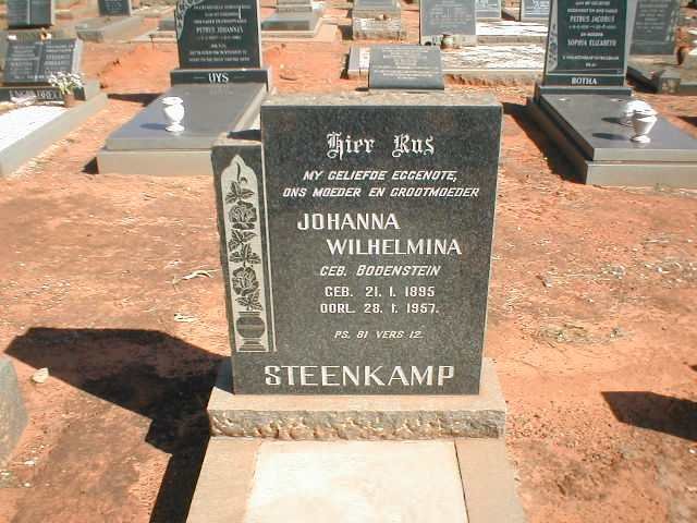 STEENKAMP Johanna Wilhelmina nee BODENSTEIN 1895-1957