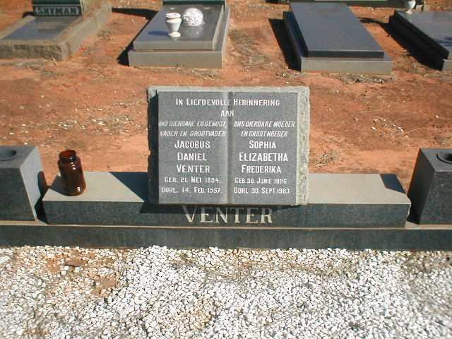 VENTER Jacobus Daniel 1894-1957 &amp; Sophia Elizabetha Frederika 1896-1983