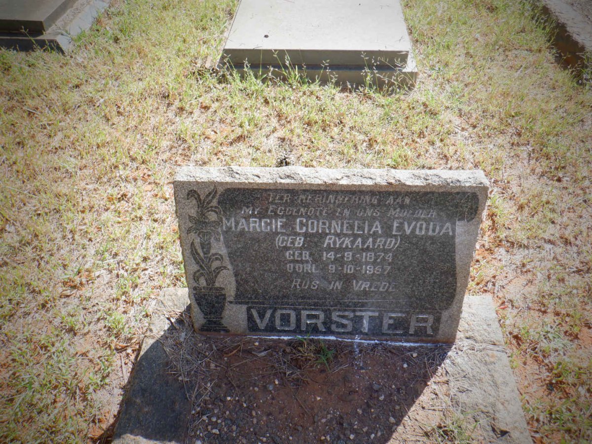 VORSTER Margie Cornelia Evoda nee RYKAARD 1874-1957