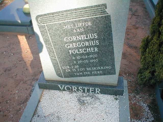 VORSTER Cornelius Gregorius Folscher 1920-1990
