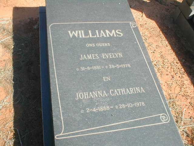 WILLIAMS  James Evelyn 1881-1978 &amp;  Johanna Catharina 1888-1978