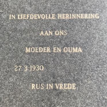 HATTINGH Una 1930-