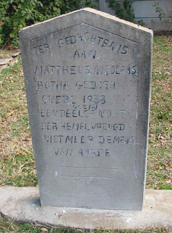 BOTHA Mattheus Nicolaas 1911-1938