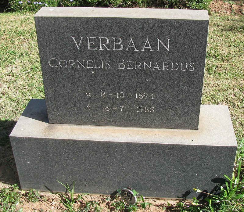 VERBAAN Cornelius Bernardus 1894-1985