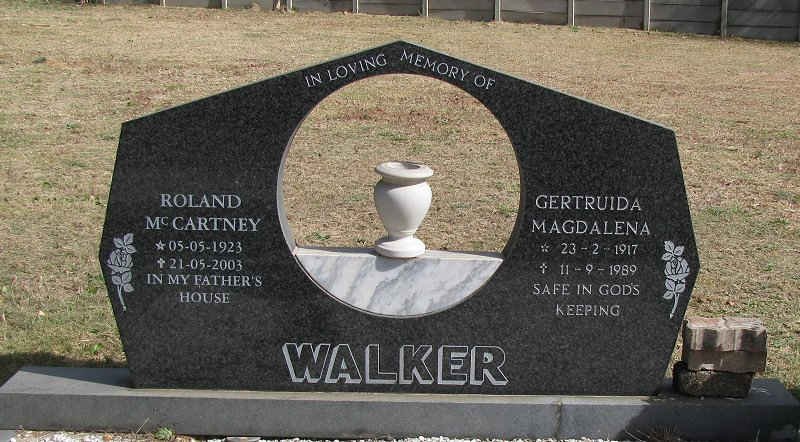 WALKER Roland McCartney 1923-2003 &amp; Gertruida Magdalena 1917-1989
