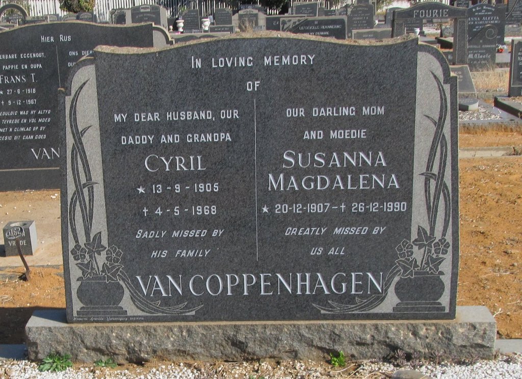 COPPENHAGEN, van Cyril 1905-1968 &amp; Susanna Magalena 1907-1990