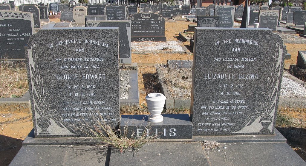 ELLIS George Edward 1906-1969 &amp; Elizabeth Gezina 1912-1982
